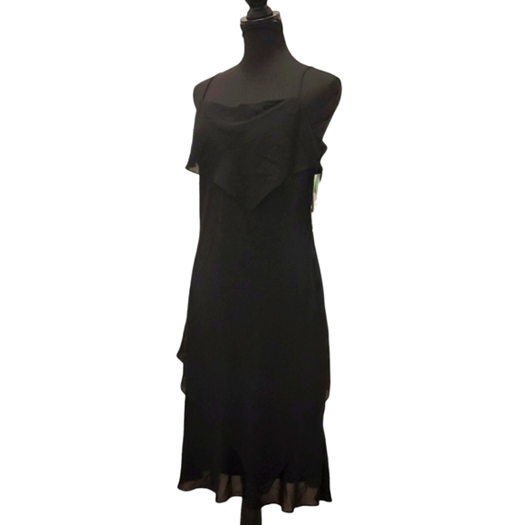 SL Fashions Sheer Layered Tier Spaghetti Strap Midi Dress - Picture 2 of 8